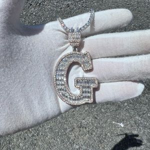 Custom Moissanite Letter Pendant Letter G Diamond Pendant